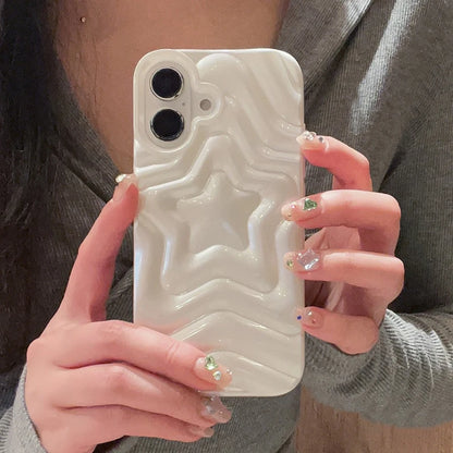 Fashion Pearl White Imprint Star Phone Case