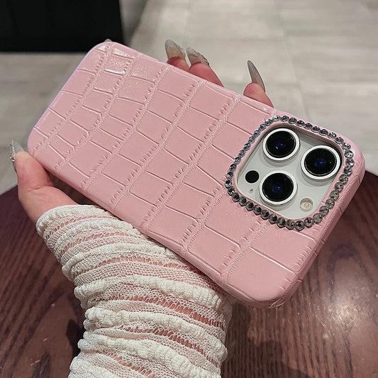 Luxury Crocodile Pattern Leather Diamond Phone Case