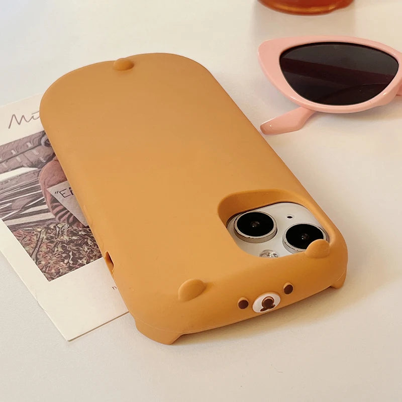 Cartoon Cute Funny 3D Bear Soft Silicone Phone Case