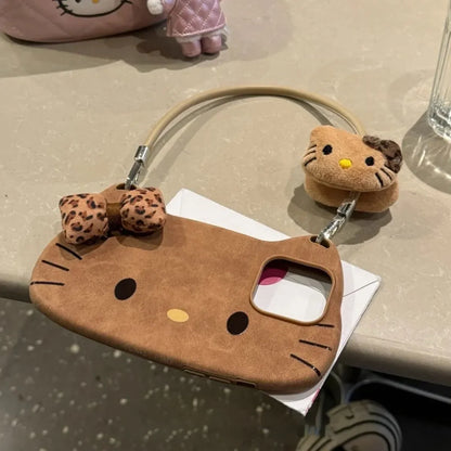 Brown Leopard Print Hello Kitty Big Face Phone Case