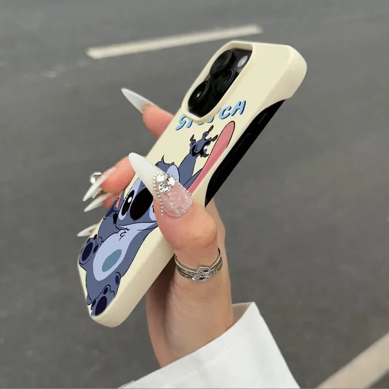 Cute Stitch Classic Half Wrap Cartoon Simple Phone Case