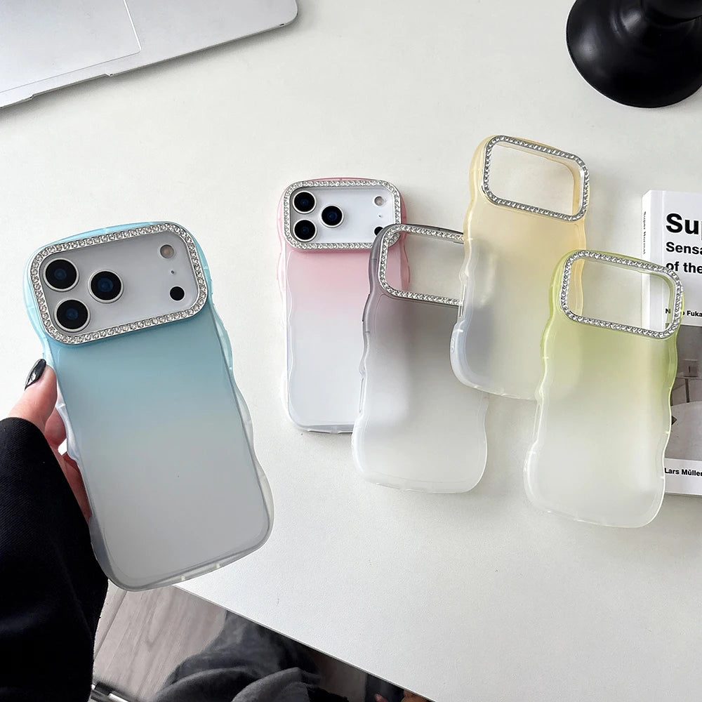 Simple Gradient Color Wave Edge Clear Phone Case