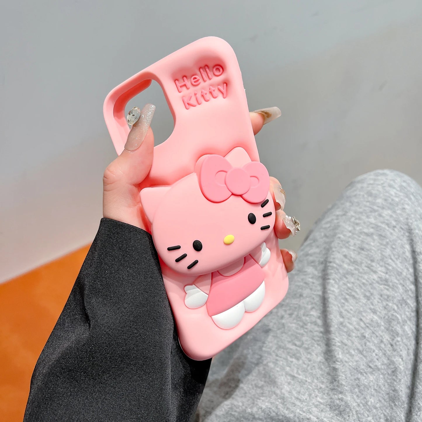 Stitch Kitty Face Grip Tok Holder Cartoon Silicon Soft Phone Case