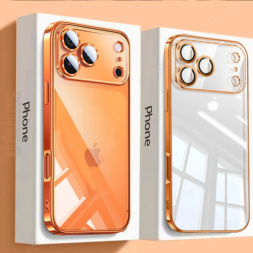 Luxury Plating TPU Orange Clear Phone Case