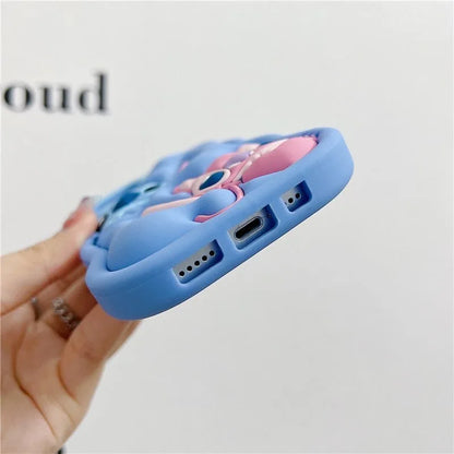 So Cute Stitch Cartoon Silicon Wave Side Soft Phone Case