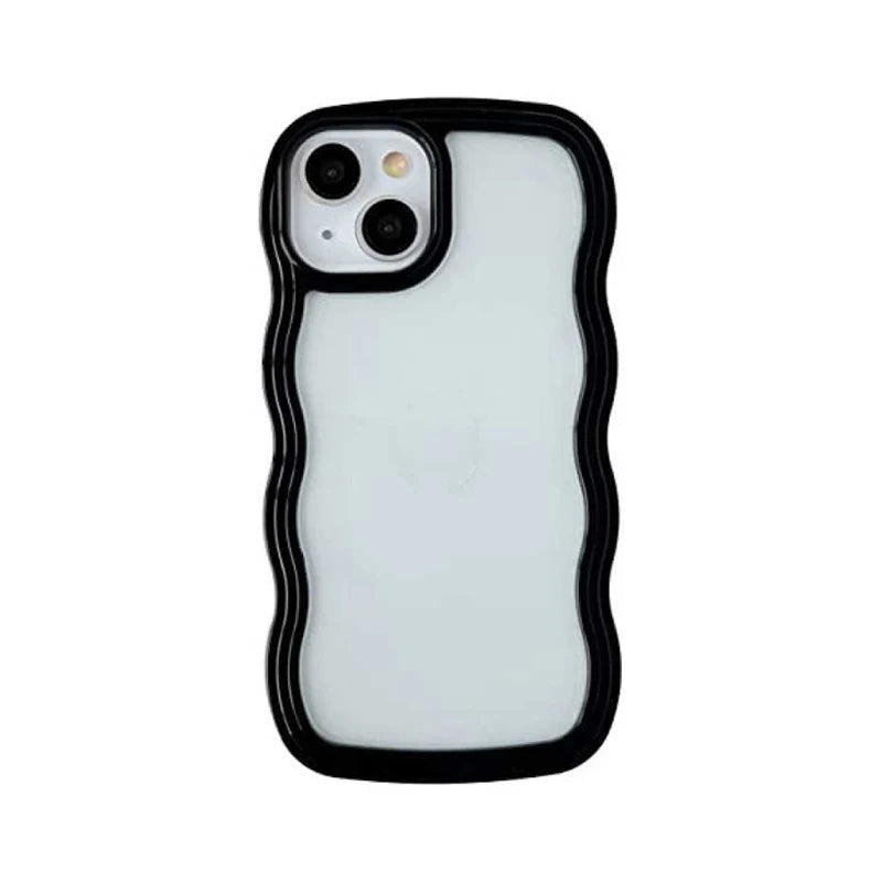 Simple Fashion Wave Frame Clear Shockproof Back Phone Case