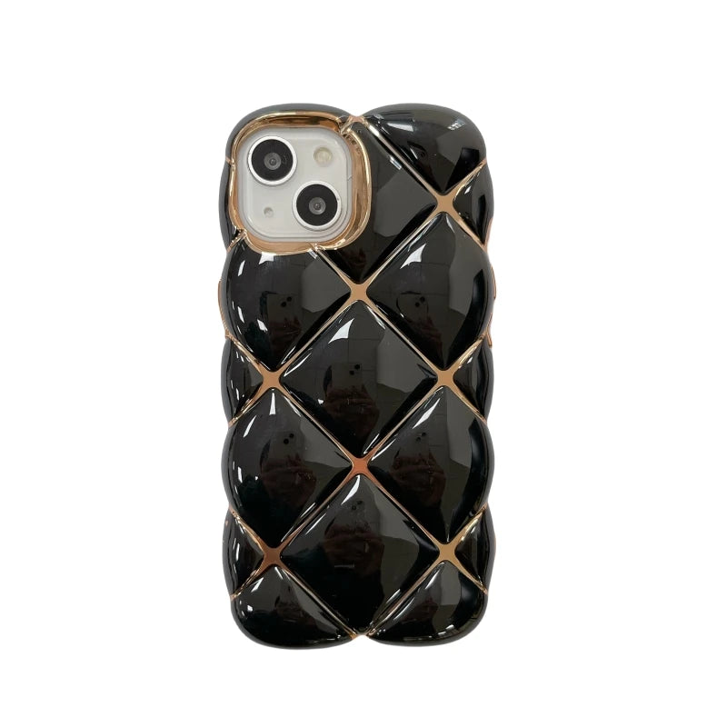Plating 3D Plaid Diamond Pattern Candy Color Phone Case
