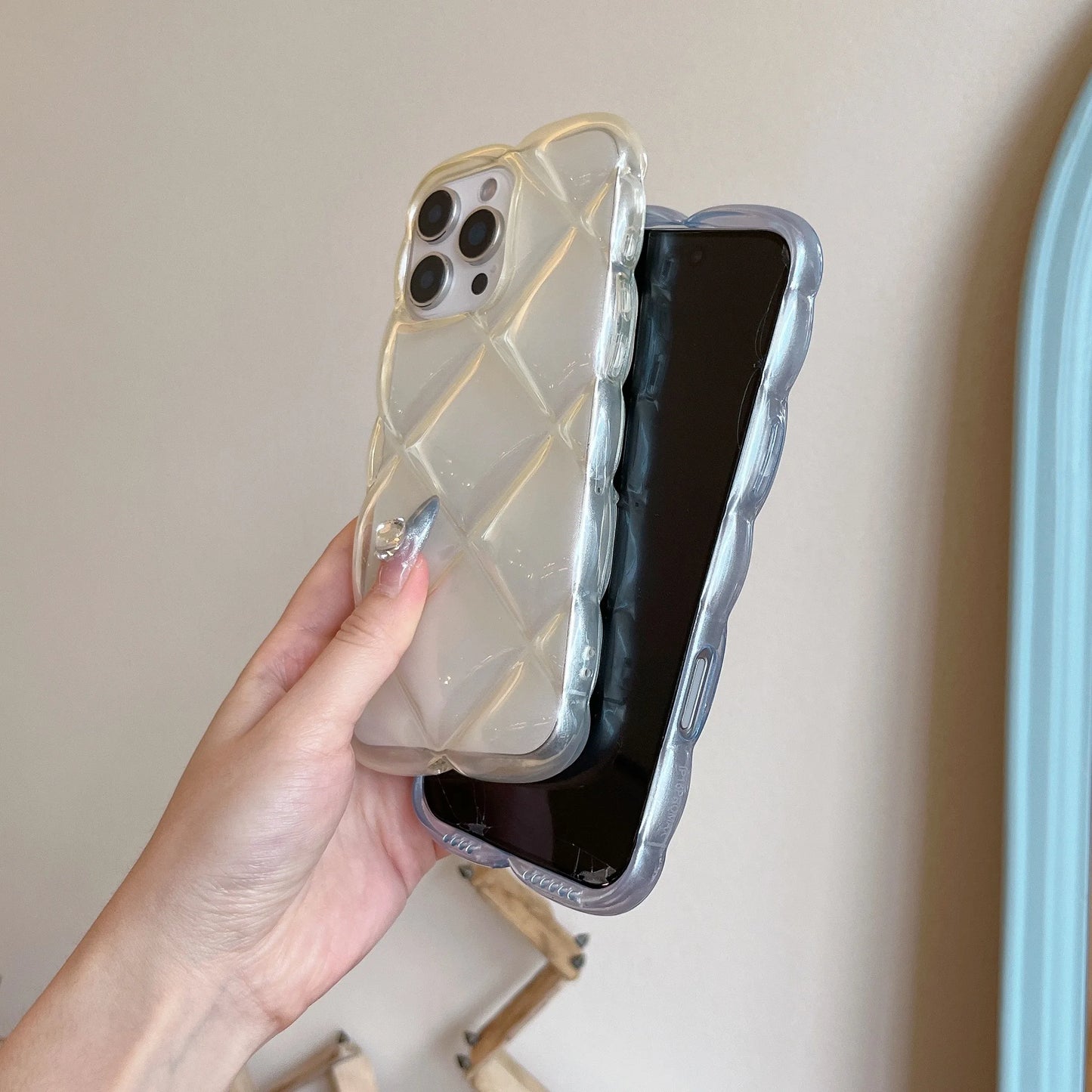 3D Diamond Pattern Rhombus Epoxy Resin Candy Phone Case