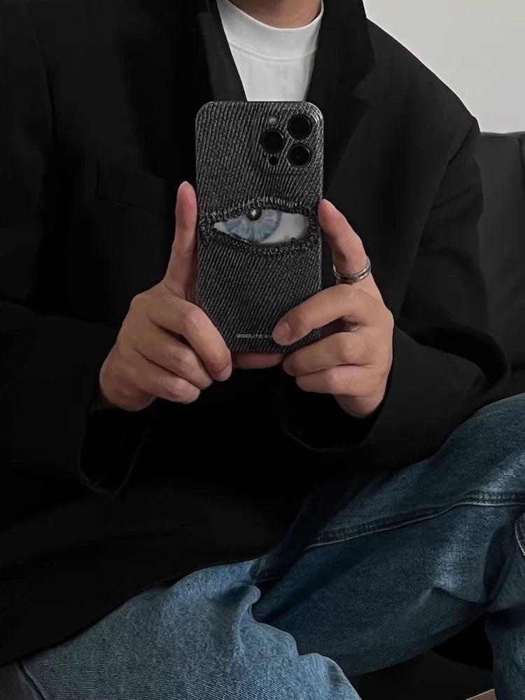 Creative INS Eye in Button Hole Creepy Monster Artistic Phone Case
