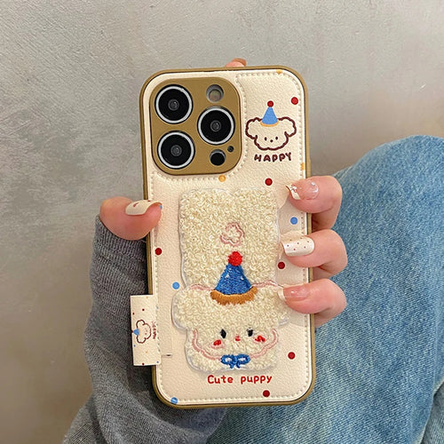 Cartoon Cute Towel Embroidered Dog Phone Case