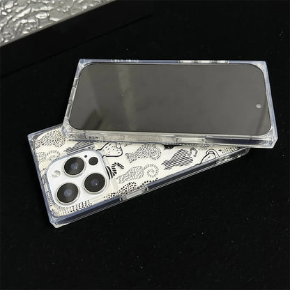 Cartoon Sketch Cats Pattern Right Angled Edge Phone Case