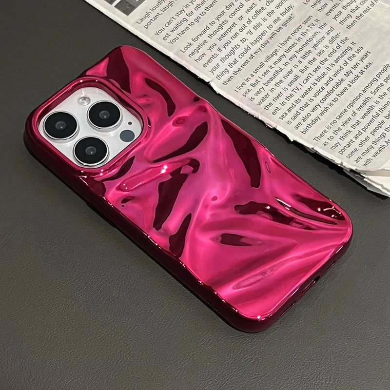 Plating Red Water Ripple Wrinkle Texture Phone Case