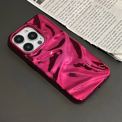 Plating Red Water Ripple Wrinkle Texture Phone Case