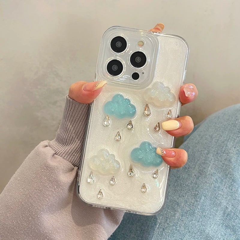 3D Clouds Raindrops Phone Case