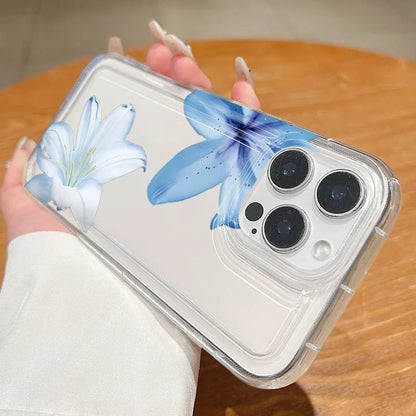 Flower Summer Blue Lily Clear Phone Case