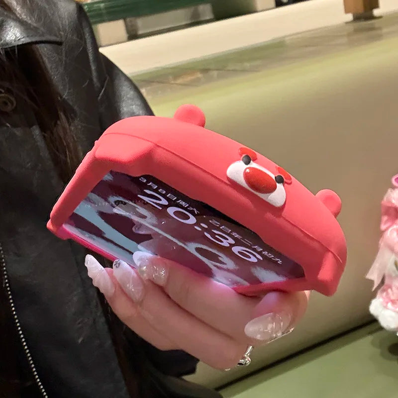 Fashion Red Cute 3D Bear Soft Silicone Phone Case