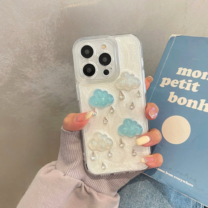 3D Clouds Raindrops Phone Case