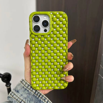 Fashion Green Pearl Round Bead Hollow Out Phone Case