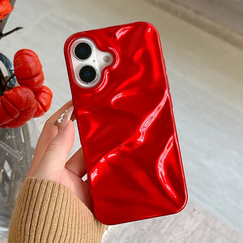 Red Glossy Irregular Wrinkle Phone Case