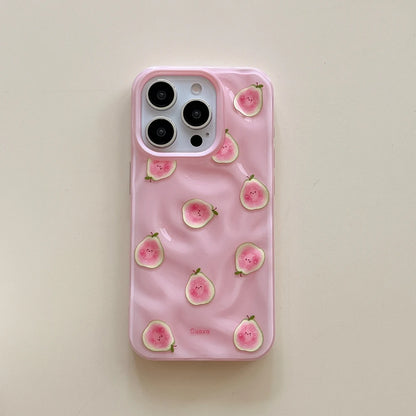 Ins Simple Fruit Durian Avocado Guava Cute Folds Texture Phone Case