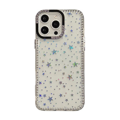 Fashion Bling Glitter Diamond Star Transparent TPU Phone Case