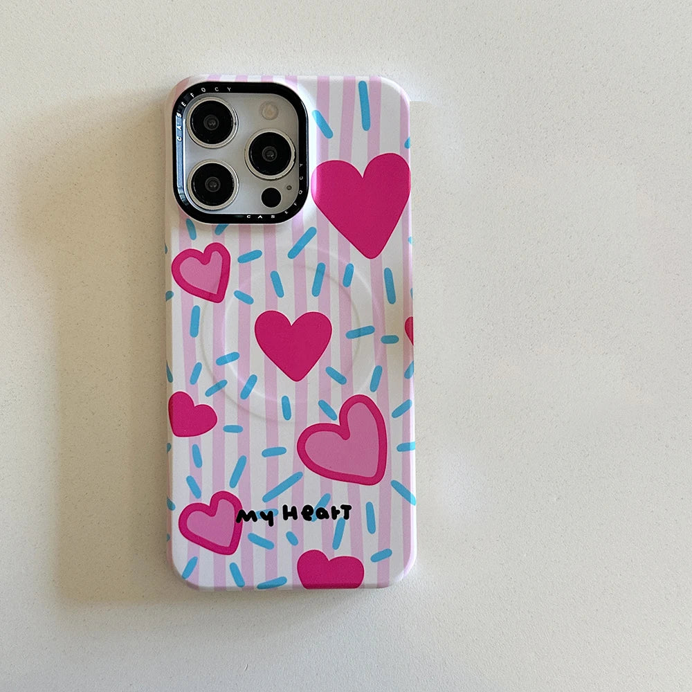 3D Cute Heart Magnetic Silicone Phone Case