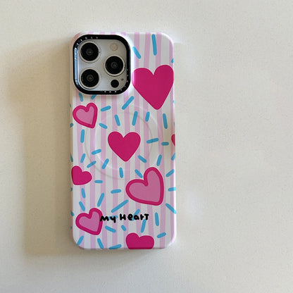 3D Cute Heart Magnetic Silicone Phone Case