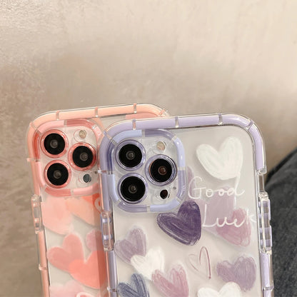 Cute Love Heart Soft Shockproof Bumper Transparent Phone Case