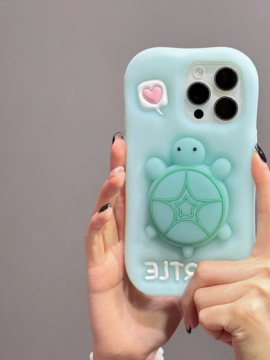 Cartoon Cute Luminous Turtle Kickstand Soft Silicone Phone Case
