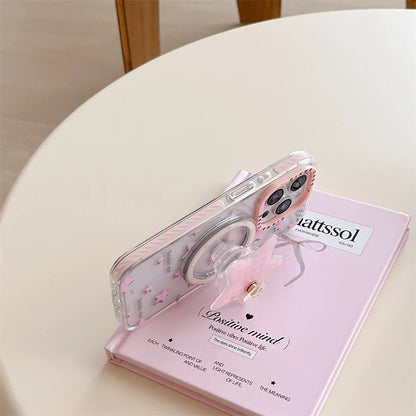 3D Cute Pink Star Magnetic Grip Tok Lovely Phone Case