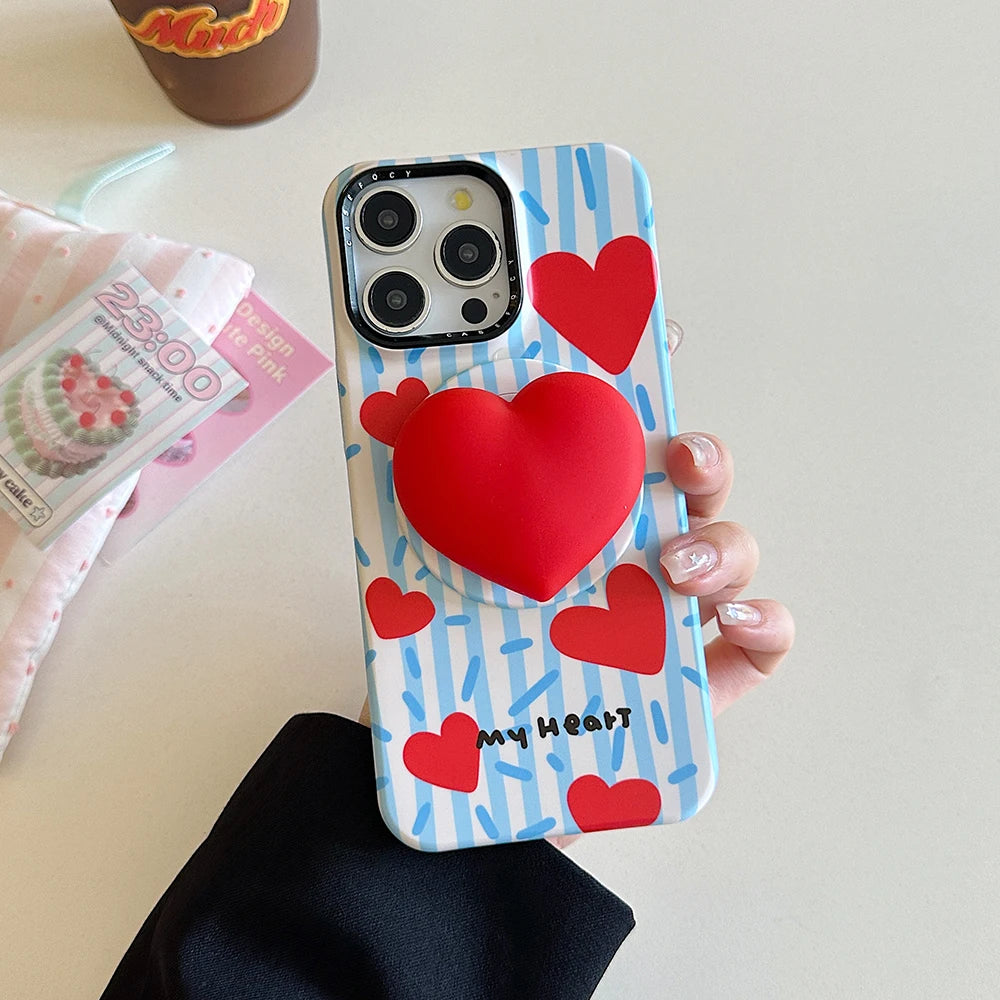 3D Cute Heart Magnetic Silicone Phone Case