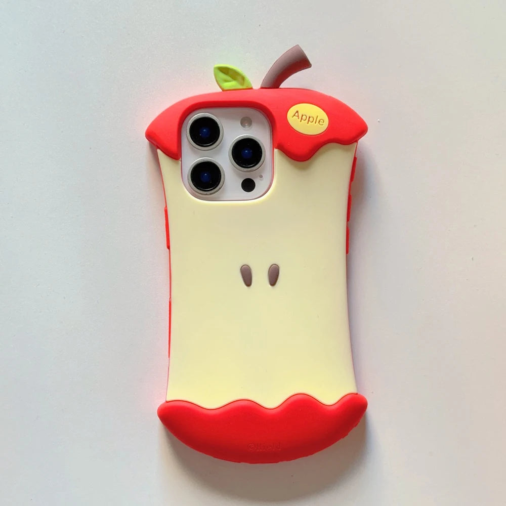 Funny Red Apple Core Cute Silicone Phone Case