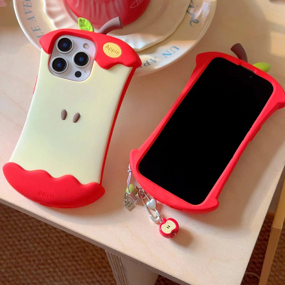 Funny Red Apple Core Cute Silicone Phone Case