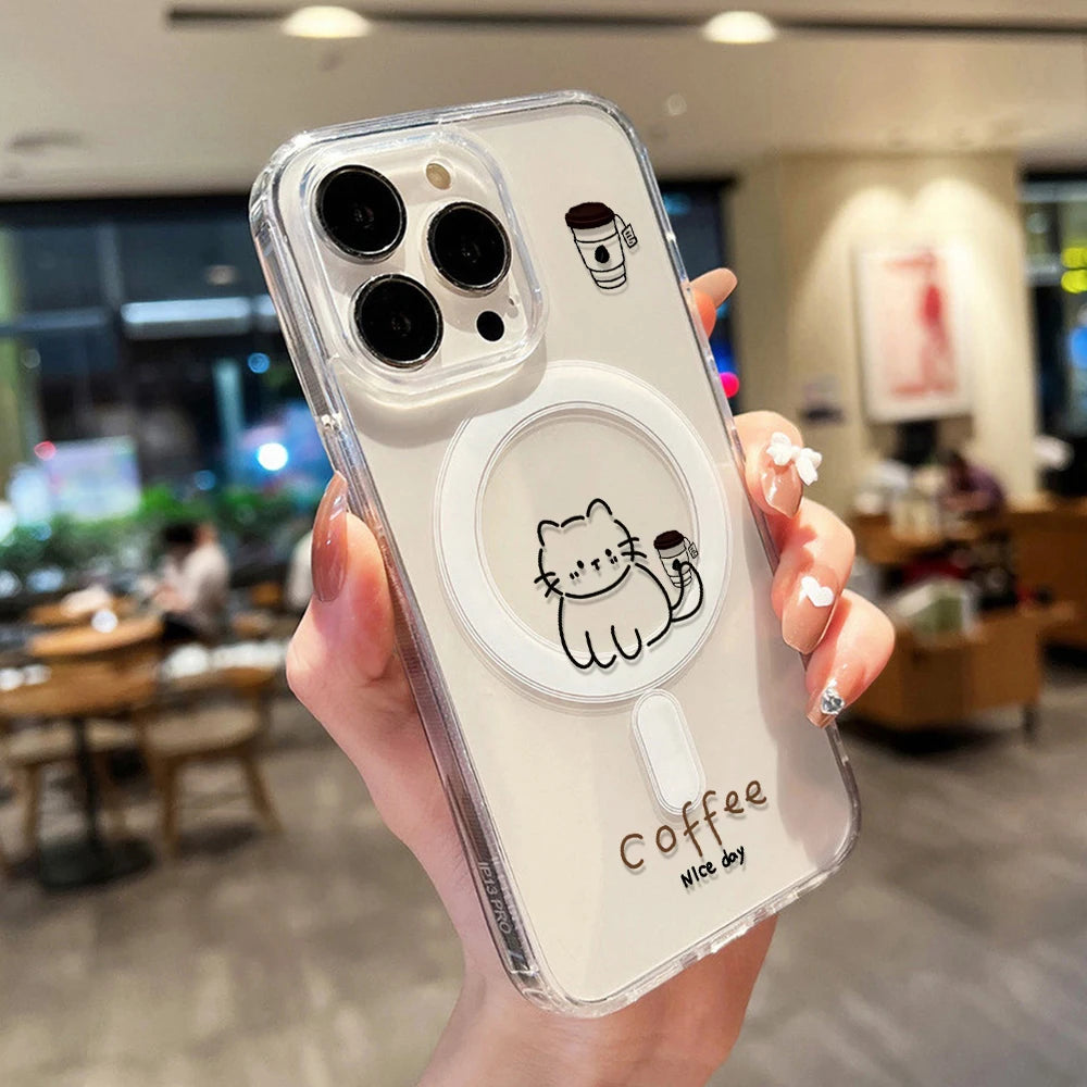 Cute Cat For Magsafe Wireless Charger Phone Case