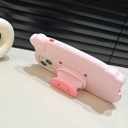 Fun 3D Pink Saliva Pig Nose Invisible Bracket Phone Case