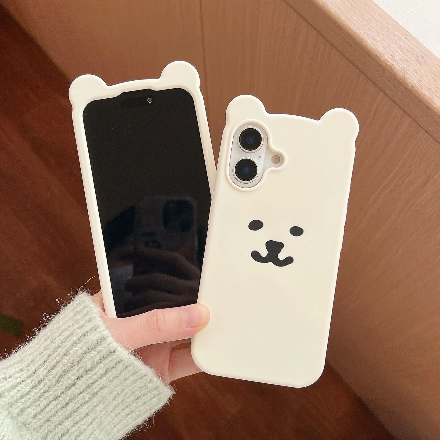 Kawaii Self Mocking Bear Concise Cartoon Soft Silicon Shockproof Phone Case