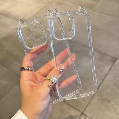 Cute Cat Ear Transparent CaseLuxury Transparent Phone Case