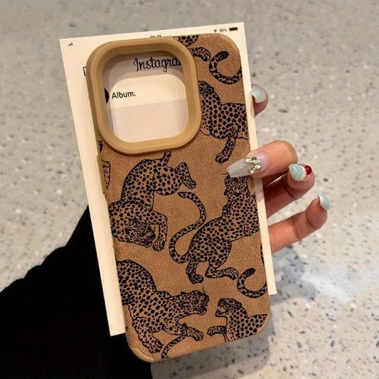 Vivid Leopard Pattern Bonded Leather Phone Case