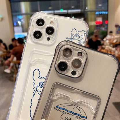 Umbrella Line Dog Card Hold Phone Case