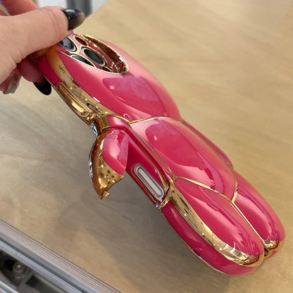 Plating Rose Cute 3D Bear Shape TPU Phone Case