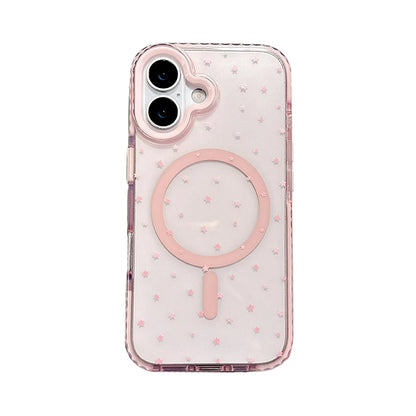 Pink Stars Magnetic Wireless Charge Clear Soft TPU Back Phone Case