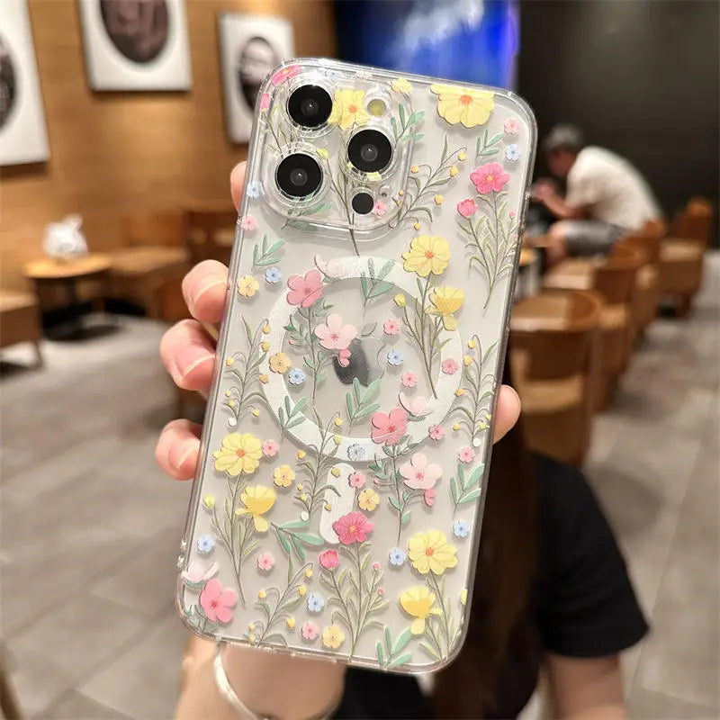 Floral Magsafe Clear Case for iPhone