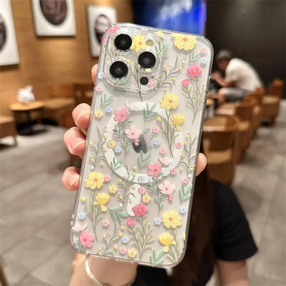 Floral Magsafe Clear Case for iPhone