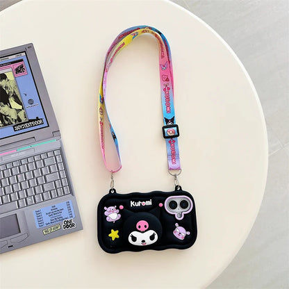 Kuromi Phone Case with Grip Holder for iPhone