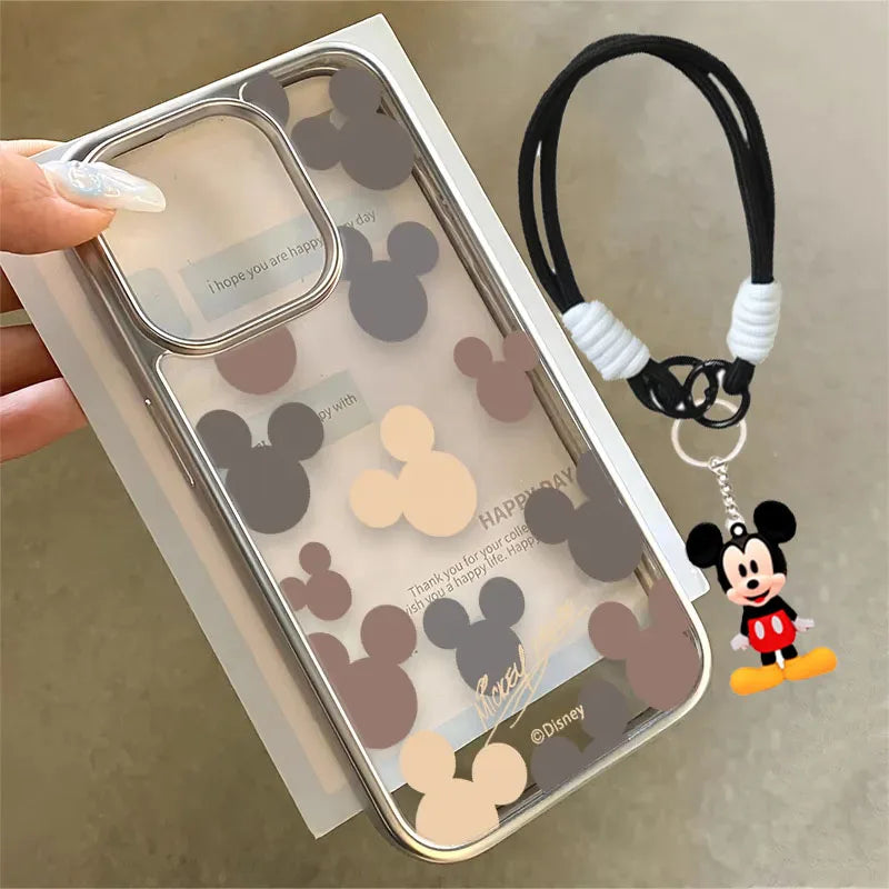 Full Screen Mickey Minnie Mouse Head Strap Phone Case