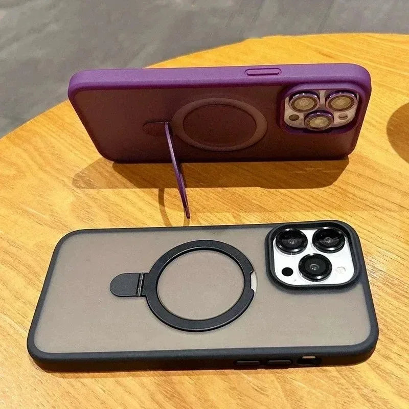 Matte Ring Holder Glass Lens Phone Case