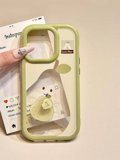 Cute Animal Fruits Series Rotating Stickers with Holder Phone Case