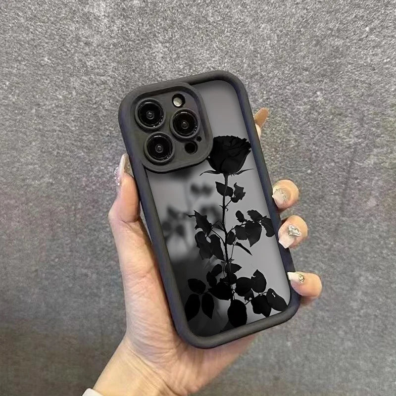 Minimalist Black Rose Pattern Phone Case