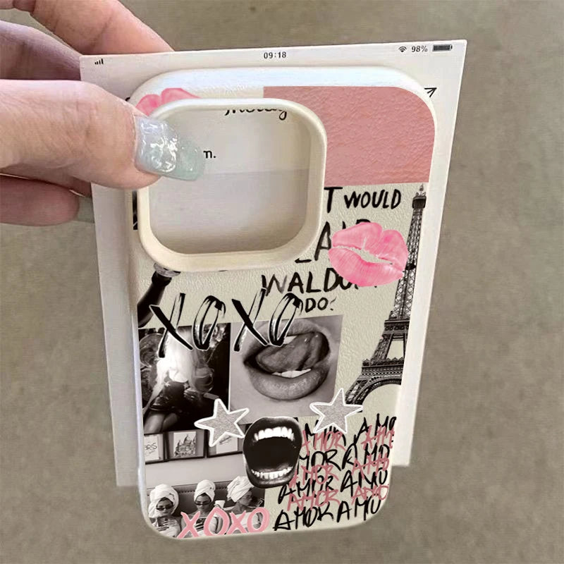 Stylish Lip Print Eiffel Tower Pattern Phone Case New