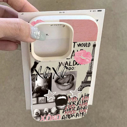 Stylish Lip Print Eiffel Tower Pattern Phone Case New